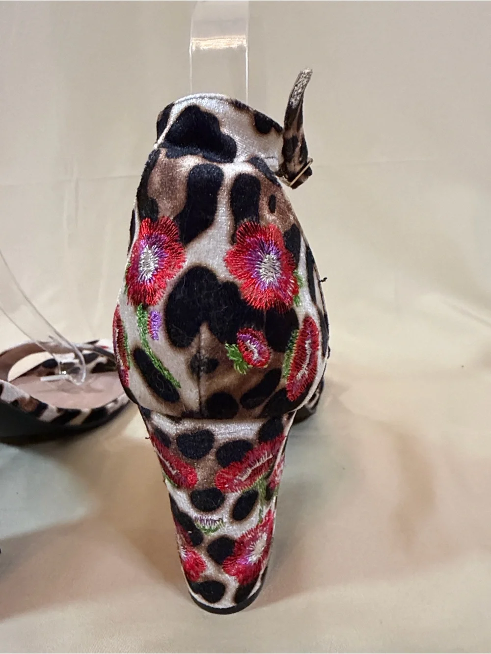 Madden Girl Leopard Print Block Heel Sandals with Floral Accent - Women